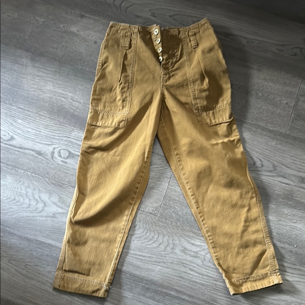 Free People Tan Cropped Ankle Pants